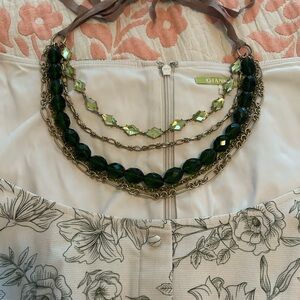 Green and Gold Beaded Necklace